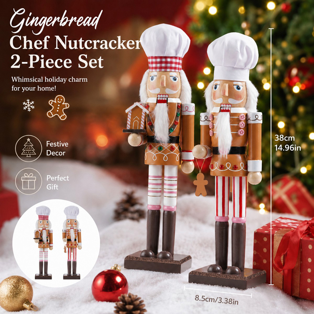 Nutcracker Figurine - Adorno Navideño de Madera de 38