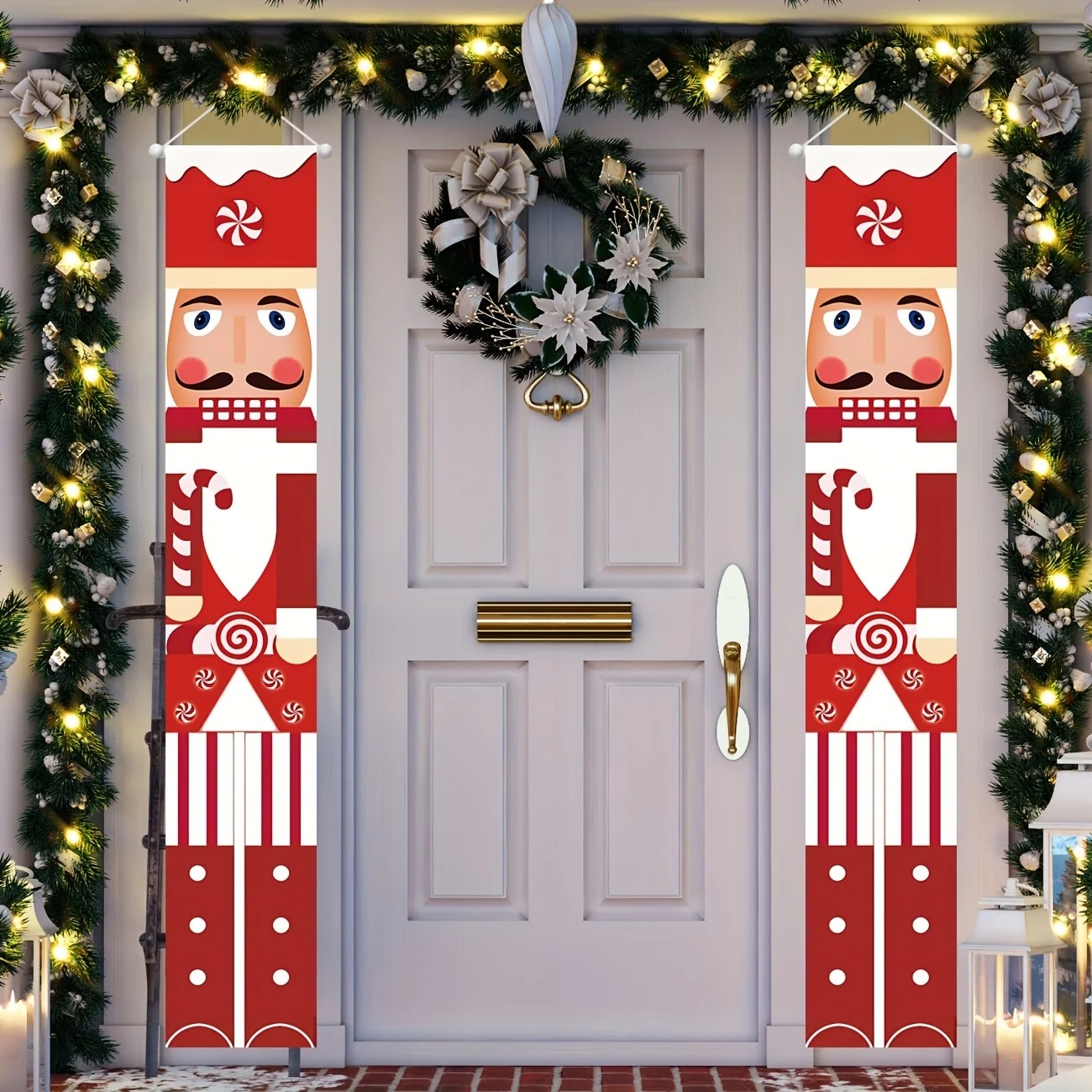 Nutcracker Figurine - Juego de Pancartas Navideñas con Estampado
