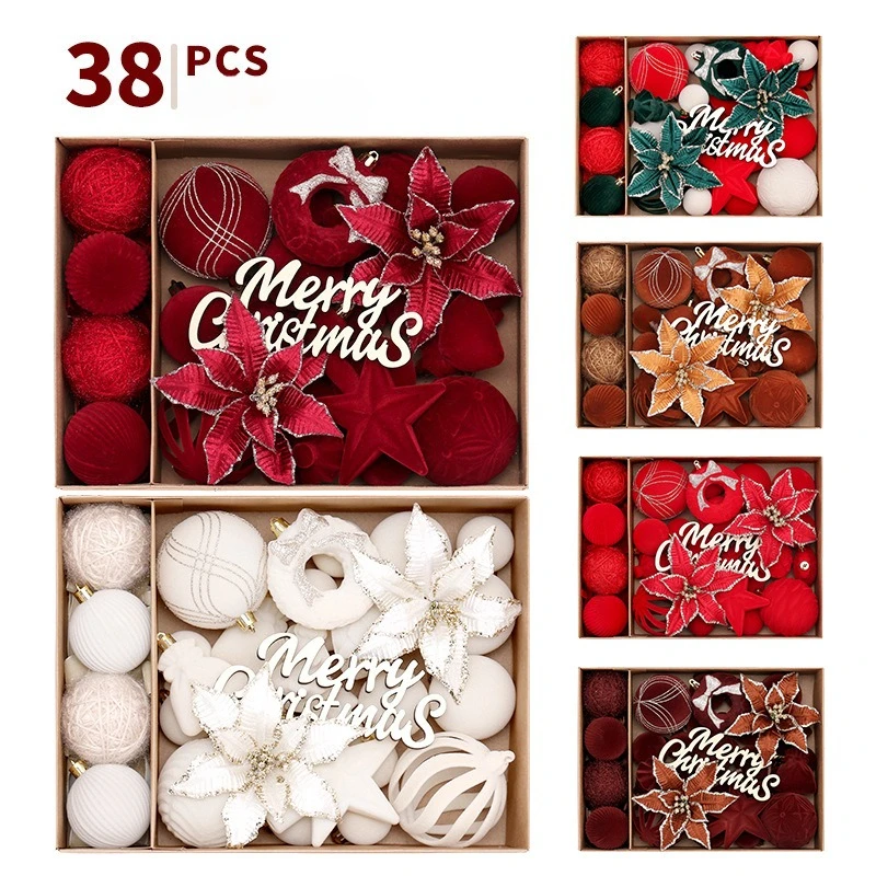 Star Tree Topper - Juego de bolas navideñas de felpa